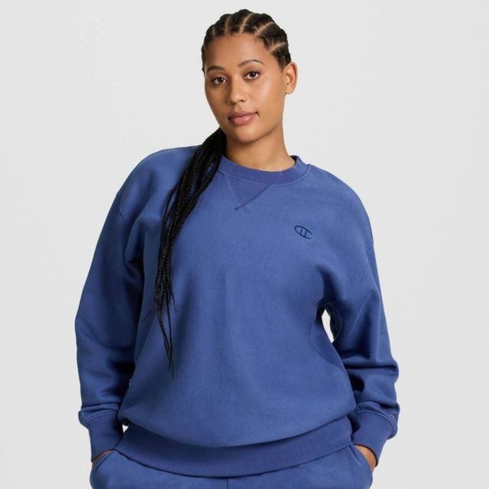 NWT Champion Iconic Crew Pullover Sweatshirt Womens Medium Blue CP0507L 586599